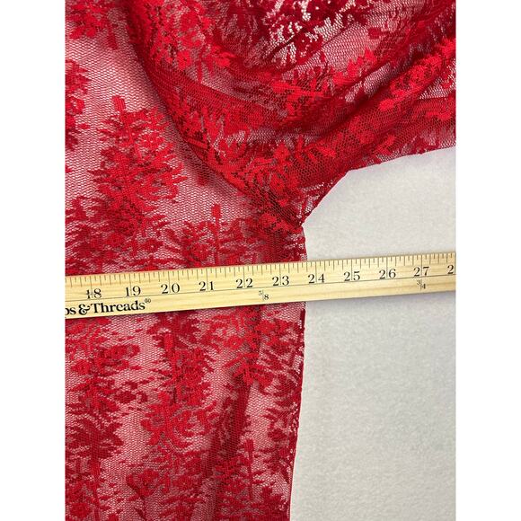 Vintage White Stag Womens Red Sheer Lace Blouse Long Sleeve Top 22w/24w - Picture 9 of 9